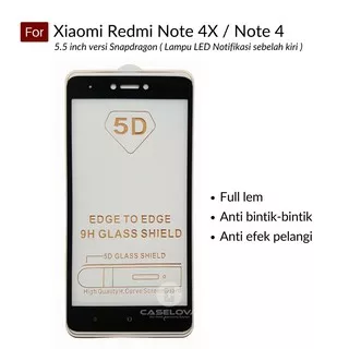 Premium 5D Full Cover Tempered Glass Warna For Xiaomi Redmi Note 4X / Note 4 Snapdragon