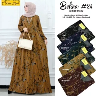 gamis jumbo wanita ld 120-160 belina #24 allsize big size mat denim diana ori redea hijab