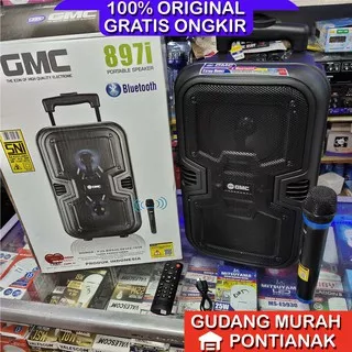 Speaker GMC 897i aktif portable 6.5 inch 6,5 2x Double speaker Bluethoot Meeting pengeras suara