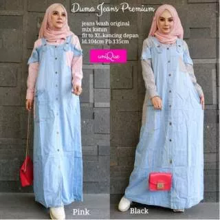 SALE Gamis jeans kancing depan