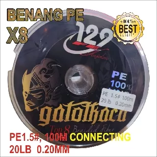 TERLARIS SENAR PE 1.5 X8 MERK GATOTKACA  PANJANG 100 METER CONNECTING