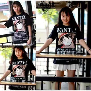 Tshirt One Piece Monkey D Luffy Bounty Black Anime Bajak Laut