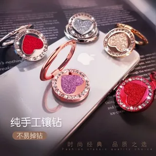 (Love) Ring Holder Hp Apple x / Huawei Universal Bahan Metal Aksen Berlian Imitasi