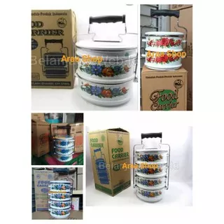 Rantang Enamel Kembang 14cm 16cm 18cm 24cm / Food Carrier / Rantang Tenong Enamel 24cm Panda MASPION