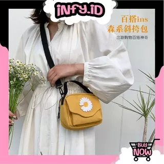 INFY -  ILW019 Tas Selempang Motif Bunga Matahari Lokal Cantik Sling Bag Korea Wanita COD Murah