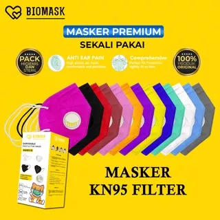 BIOMASK - Masker KN95 FILTER 5 PLY RESPIRATOR 1 Pcs - Masker BISA PILIH WARNA Ya - 1 Pcs Hitam / Putih / Pink / Kuning / Biru / Ungu 5Ply Ada Tabung Filter Udara - Black / White KN 95 5 Ply - 1Pcs Face Mask KN95 N95 KF94 non medis