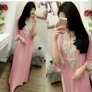 KAFTAN WANITA abl  payet nagita syahrini bordir sifon ceruti kualitas grade A + FURING kaftan lolita