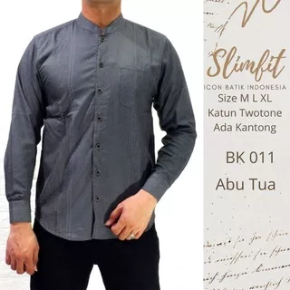 Kemeja Baju Koko Pria Maroon Burgundy Ungu Abu Slim Fit Lengan Panjang / Koko madinah