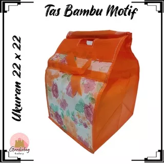 Tas hajatan pita bambu batik spunbond kotak nasi 22x22 tas syukuran selamatan berkat motif goodiebag hampers min 12 pcs (Harga Lusinan)