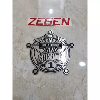 Emblem plat harley davidson motor sheriff one simbol