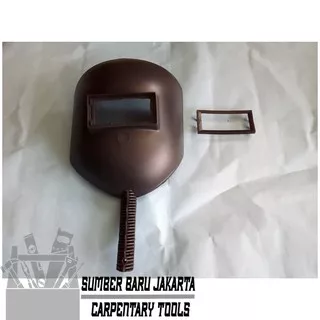 TOPENG Helm Las Kedok Las Model Gagang Pegang + Kaca Pelindung Las SBJ