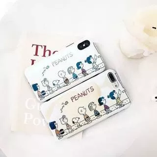 White Snoopy Peanutsl Blue Ray Glossy Soft Case iPhone 6 / 6+ / 6s / 6s+ / 7 / 7+ / 8 / 8+ / X