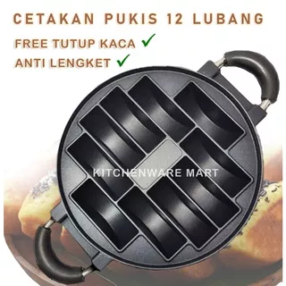 Cetakan Pukis 12 Lubang Happycall Anti lengket dan tutup kaca - Cetakan Happycall Pukis Apem - Happy Call Cetakan Kue Pukis 12 Lubang Loyang Pancong Dan Rangin Teflon Serbaguna -