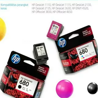 HP 680 Original Hitam / Warna Colour / Black Ink Cartidge 2Pk Deskjet 1115/1118/2135/2138/2676/1110