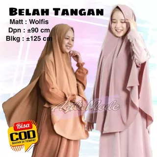 Khimar Syari Instant, Belah Tangan 90 Jumbo Pet Antem Wolfis, Jilbab Bergo Belah Lengan Samping Hijab Instan Terbaru