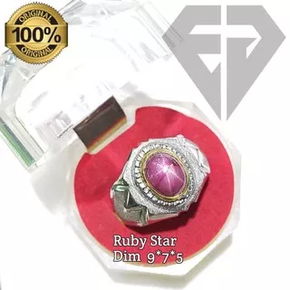 cincin permata batu ruby star tajam asli natural