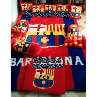 Karpet Fullset rasfur surpet bulu karakter Sepak bola Barcelona