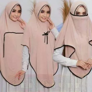 ALMEERA GROSIR - (COD) Jilbab Bergo Fatimah Syari Cadar 3 in 1 List Polka AYANA FISIK