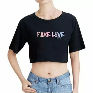 Kaos Crop Tee Fake Love