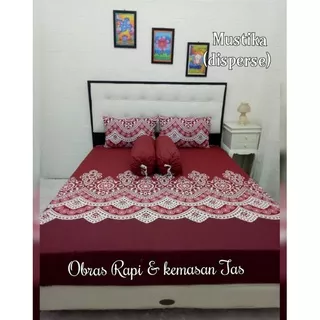 Sprei karet dan sprei resleting, sarung kasur busa MOTIF  BATIK RED COKLAT RATU MUSTIKA