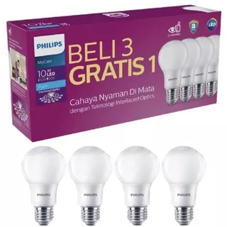 PAKET PHILIPS 10 WATT PROMO BELI 3 GRATIS 1/paket lampu led philips 10 w