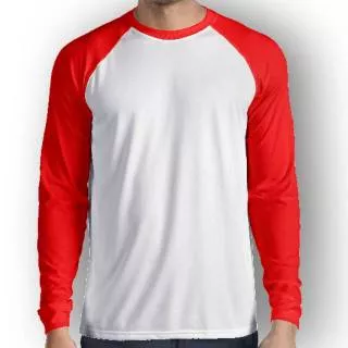 Raglan Lengan Panjang Pendek / Reglan / Baju Raglan / Raglan Polos sablon / Kaos Combed Merah Putih