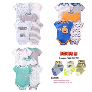 Bodysuit Bayi (1set 5pcs) motif Tosca Elephant / Prince Nap / Eye See You