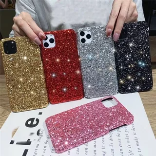 Glitter Phone Case Realme C21 C20 C15 C25 C25S C12 C11 5 6 3 7 Pro C17 5i 5s C3 6i 8 4G Reno 4Z 2Z 2f Z 2 F11 R17 Pro Bling Shining Flash case Hard Back cover For iPhone5 5S SE 6 7 8 Plus Case