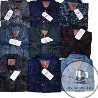 *q-505 (BISA COD) JAKET JEANS PRIA JAKET LEVIS SANDWASH JEANS DENIM TEBAL ^