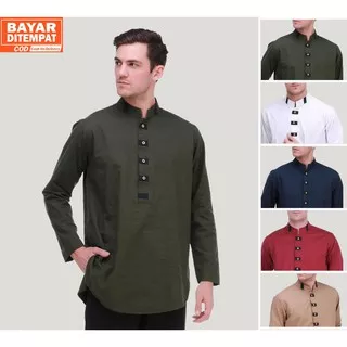 Baju koko Polos Lengan Panjang pria baju koko muslim pria terbaru 2021-Kemeja Koko koko gus azmi-koko azzahir hilwa hardoh alkhalis