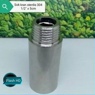 Sok sambungan kran drat dalam panjang 5cm x 1/2 inchi stenlis 304