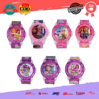 [COD] Jam Tangan Anak Laser Karakter Kartun Princes Hello Kitty Sofia Frozen LOL Kuda Pony  Cewek Lampu Proyektor Melodi Seri 5