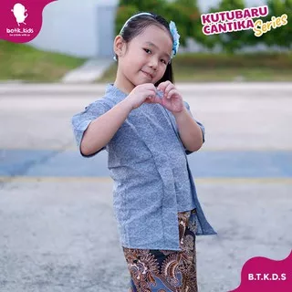 Kutubaru Kebaya Anak Abu Model Sabrina Kebaya Anak Silver Cantik Unik Bagus Adem Halus Free Bando