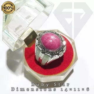 Cincin permata batu ruby star asli natural atau batu ruby madagaskar