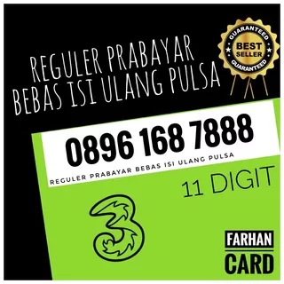 kartu perdana three nomor cantik tri 11 digit 168 hoki ekor 7888