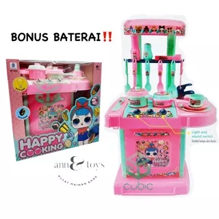 MAINAN ANAK ALAT MASAK DAPUR SET Karakter LOL, Frozen, dan Hello Kitty (BONUS BATERAI??)