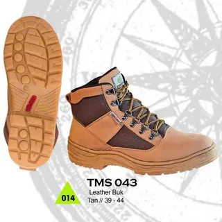 TERMURAH Jual Sepatu Boots Pria kulit Outdoor Hikking Adventure Gunung ATMS 043 - Cokelat Muda, 39