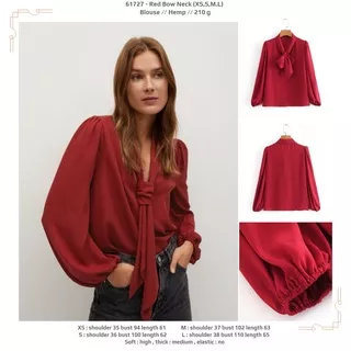 Red Bow Neck (XS,S,M,L) Blouse -61727