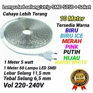 Lampu led strip selang smd 5050.Lampu decorasi drop celling.Hias Dingding Pelavon.10M 220V 10M 10 meter outdoor