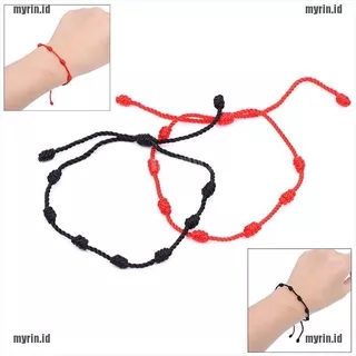 1pc Gelang Tali Keberuntungan Kabbalah Amulet 7 Simpul Warna Merah Untuk Hadiah