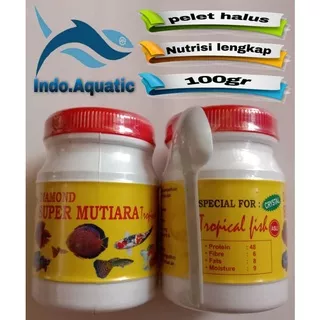 mutiara tropical 100gr pakan ikan hias tropis pelet ikan hias makanan ikan cupang guppy