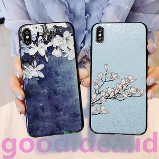 Case Samsung A8 Star Note 9 8 S8 S8+ S9 S9+ A8 A8+ A9 Plus 2018 J7 J5 J2 Grand Prime J3 Pro A80 A2 Core M30 M30s High Quality Thick Glitter Magnolia Flower Soft Phone Casing Untuk For Galaxy Female Cewek Lady Girl Cewe Woman Full Cover Ready Stock