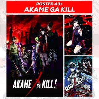 Poster Akame Ga Kill Anime Ukuran A3+ Akame Esdeath Tatsumi Leone Mine Chelsea Sheele