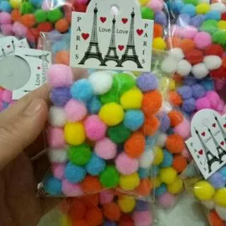 Pom Pom Warna 10mm 14mm | Bola Bulu Pom pom Murah ( isi 50 & 100pcs)