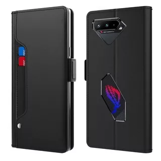 Casing Flip Case Dompet Kulit + Stand + Slot Kartu + Tutup Magnet Untuk Asus Rog Phone 5 / 5s / 5 Pro