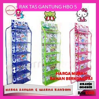 Rak Tas HBO Lima Sekat / Rak Tas Gantung Karakter / Rak Tas Resleting Karakter