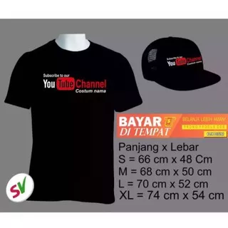 Kaos Distro T-Shirt Distro Baju You Tube Plus Topi Terbaru Logo White Request Nama  100% Bahan Katun