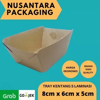 PAPER TRAY S KRAFT / TRAY KENTANG SMALL / TRAY PENTOL 8x6x5 LAMINASI