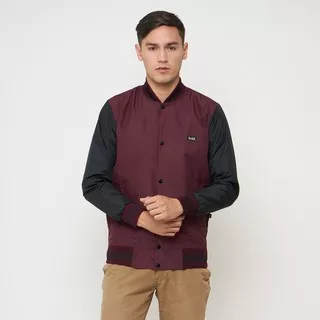 HOLD Jacket Baseball Varsity Kombinasi Maroon Black