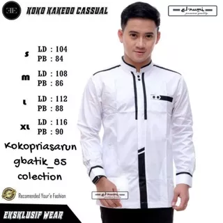 Koko Baju Koko Pria Lengan Panjang Motif Kakedo Casual Putih Berkwalitas Original Elrumi